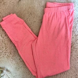 Girls bright coral and gold leggings